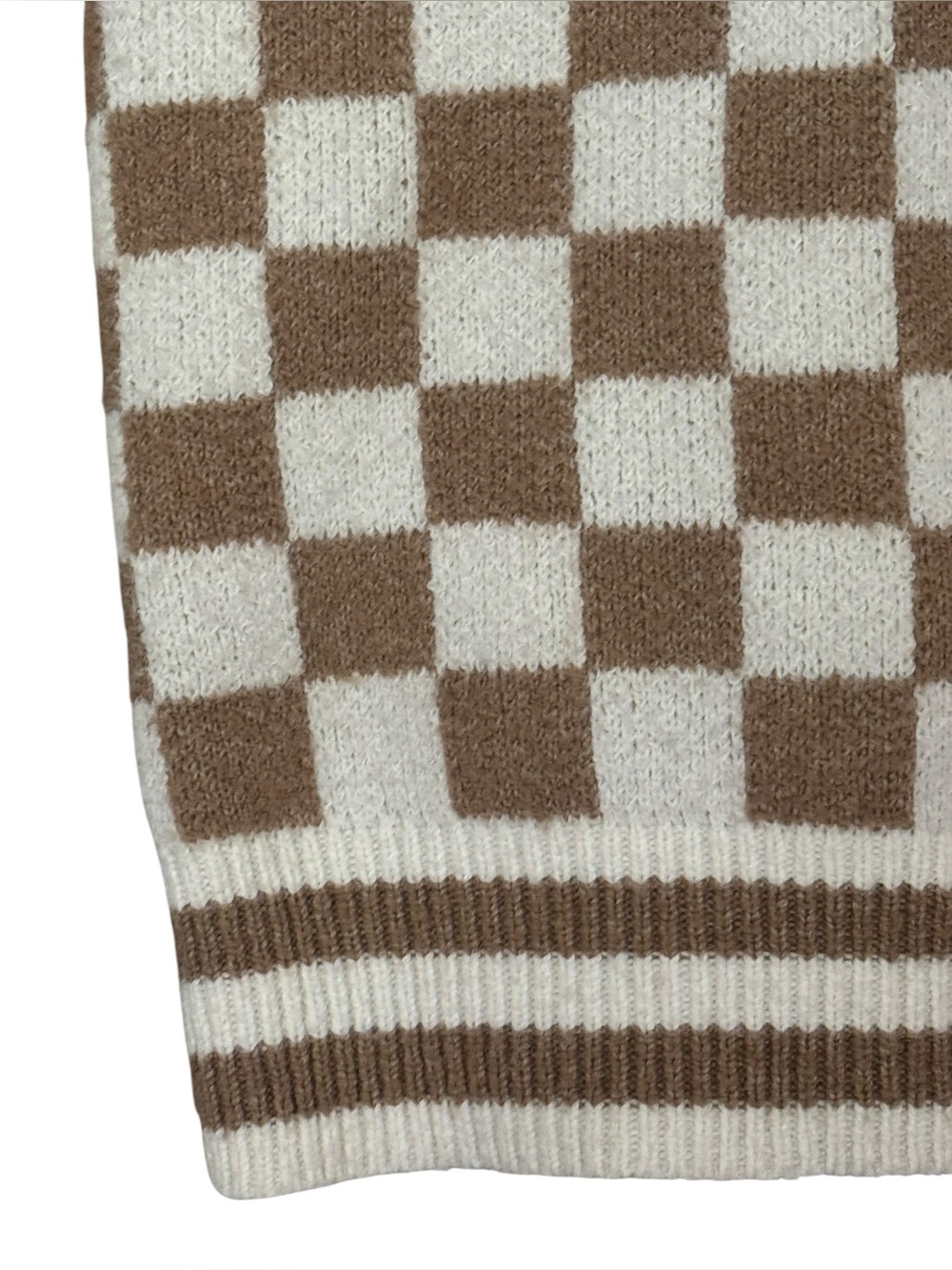 ABOUND Checkered V-Neck Sweater Vest XS 18” + p2p Tan Neutral EUC - Picture 6 of 10